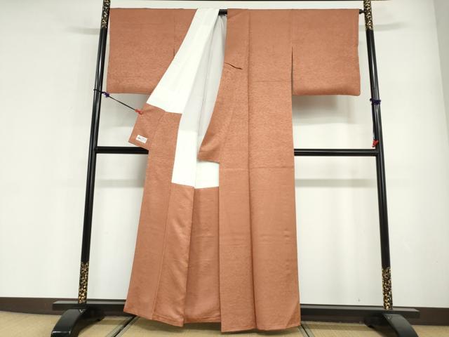 平和屋着物●上質な色無地 草花地紋 駱駝色 やまと誂製 正絹 逸品 DABG2611ud