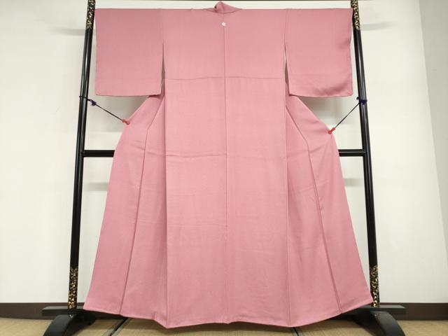 平和屋着物●上質な色無地 霞地紋 桃色 正絹 逸品 未使用 DABG2624ud