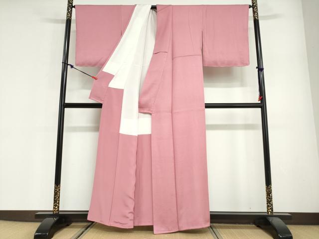 平和屋着物●上質な色無地 霞地紋 桃色 正絹 逸品 未使用 DABG2624ud