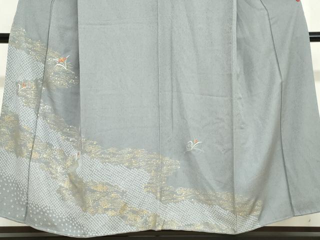 平和屋着物●訪問着 駒刺繍 道長鹿の子草花文 金彩 正絹 逸品 DABG2634ud