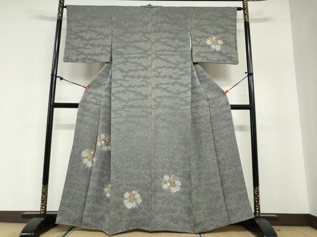 平和屋着物●中国三大刺繍 相良刺繍 訪問着 草花丸文 金彩 正絹 逸品 DABG2663ud