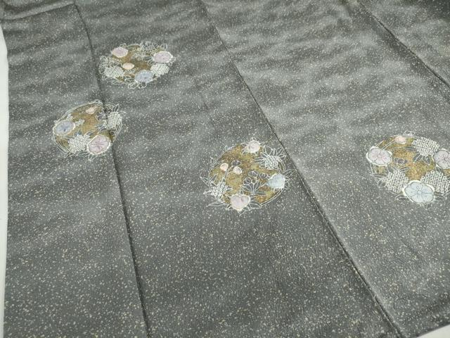平和屋着物●中国三大刺繍 相良刺繍 訪問着 草花丸文 金彩 正絹 逸品 DABG2663ud