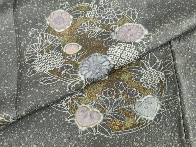 平和屋着物●中国三大刺繍 相良刺繍 訪問着 草花丸文 金彩 正絹 逸品 DABG2663ud