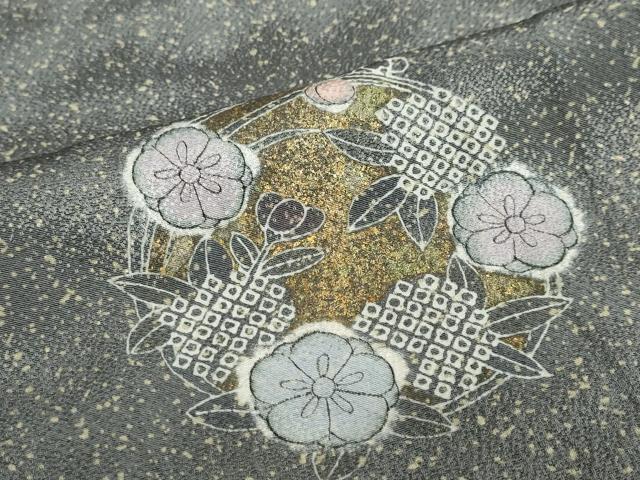 平和屋着物●中国三大刺繍 相良刺繍 訪問着 草花丸文 金彩 正絹 逸品 DABG2663ud