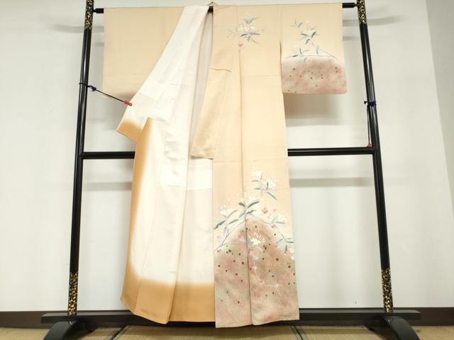 平和屋着物●訪問着 作家物 箔散らし 枝花文 暈し染め 正絹 逸品 DABG2667ud