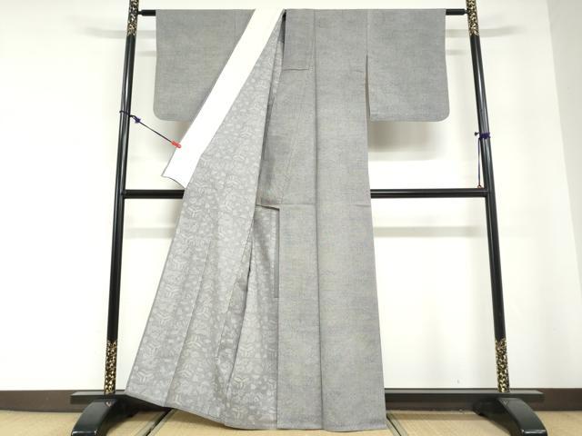 平和屋着物▽上質な小紋 単衣 紬地 抽象文様 正絹 逸品 DABG2672ud