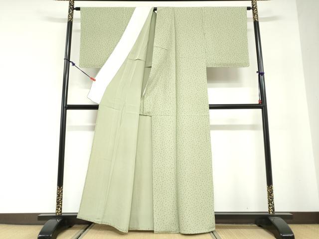 平和屋着物▽上質な小紋 単衣 茄子 なす 正絹 逸品 DABG2678ud