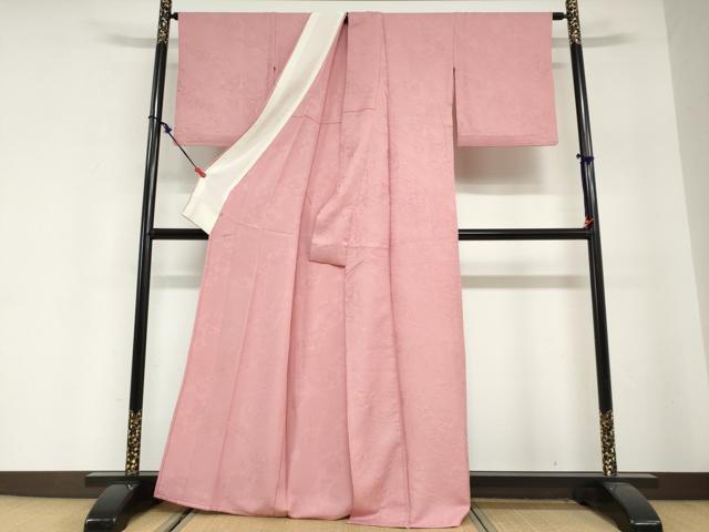 平和屋着物▽上質な色無地 単衣 辻が花地紋 薄紅梅色 阪急百貨店扱い 正絹 逸品 DABG2688ud