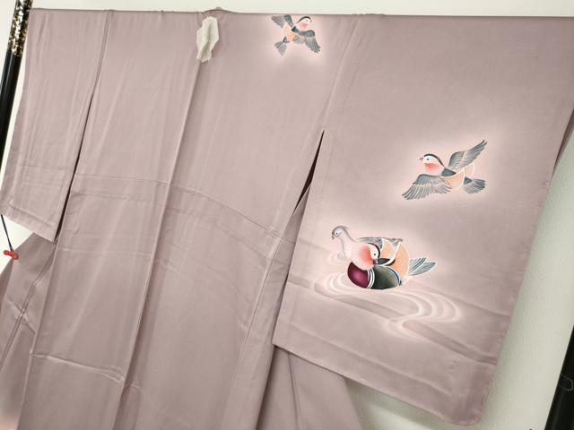 平和屋着物▽訪問着 単衣 手描き 流水鴛鴦文 暈し染め 正絹 逸品 未使用 DABG2690ud