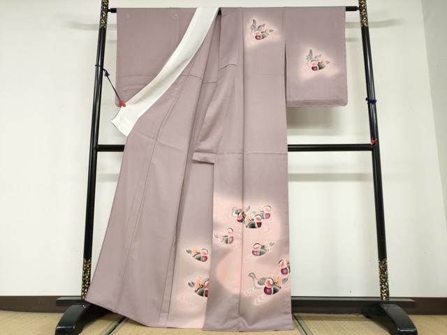 平和屋着物▽訪問着 単衣 手描き 流水鴛鴦文 暈し染め 正絹 逸品 未使用 DABG2690ud