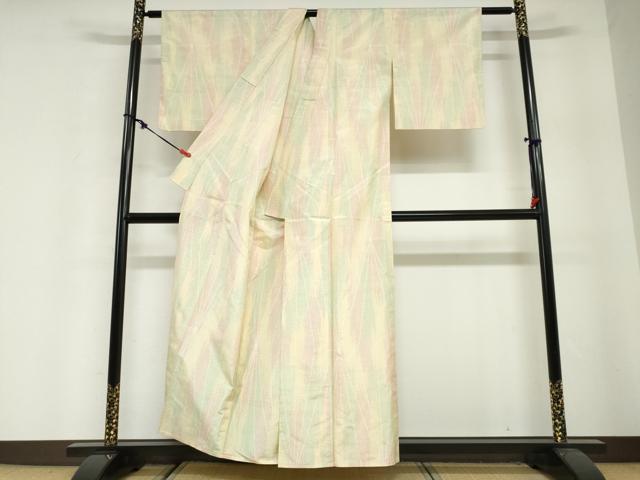 平和屋着物▽上質な紬 単衣 抽象文様 正絹 逸品 DABG2713ud