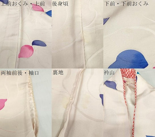 平和屋着物▽上質な小紋 単衣 地紋起こし 舞蝶文 正絹 逸品 DABG2729ud