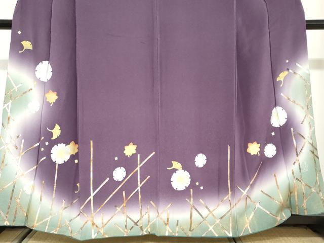 平和屋着物●人形作家・ホリヒロシ 訪問着 雪輪舞葉文 暈し染め 金銀彩 正絹 逸品 DABG2753ud