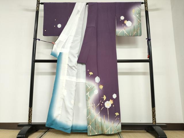 平和屋着物●人形作家・ホリヒロシ 訪問着 雪輪舞葉文 暈し染め 金銀彩 正絹 逸品 DABG2753ud