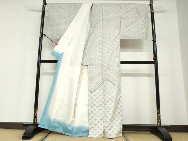平和屋着物●名門 藤娘きぬたや 大島絞り 本場大島紬 訪問着 菱松文 正絹 逸品 DABG2756ud