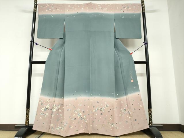 平和屋着物●皇室デザイナー 中村乃武夫 訪問着 枝花文 暈し染め 正絹 逸品 DABG2769ud