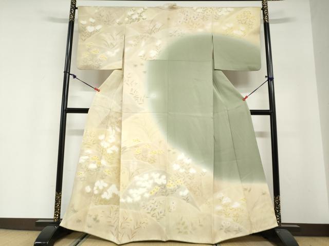 平和屋着物●訪問着 草花文 暈し染め 正絹 逸品 DABG2770ud