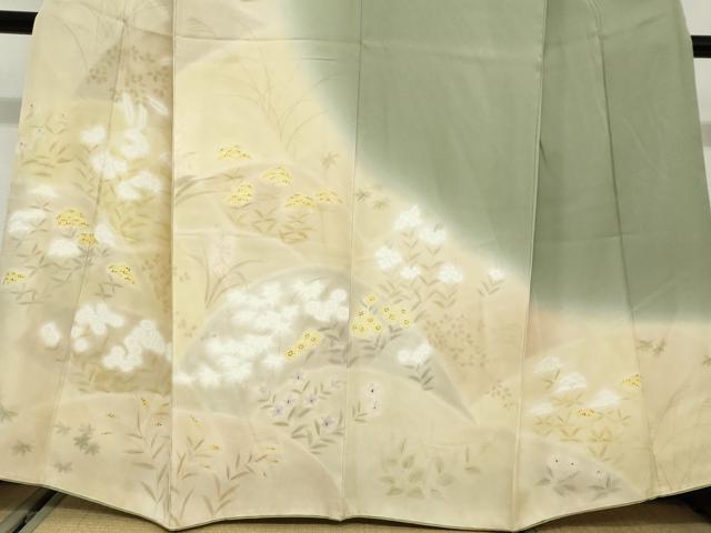 平和屋着物●訪問着 草花文 暈し染め 正絹 逸品 DABG2770ud