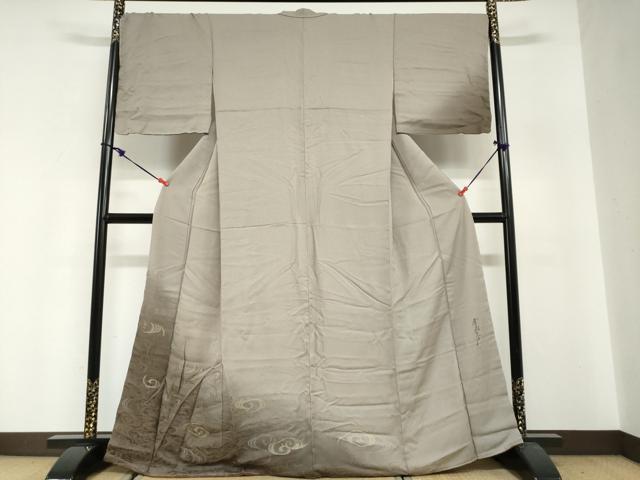 平和屋着物●染色作家 斉藤三才 訪問着 寿光織 流水文 暈し染め 金糸 正絹 逸品 未使用 DABG2777ud