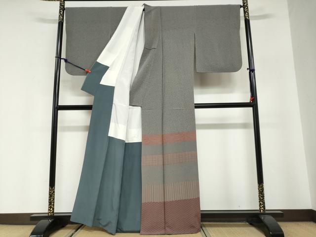 平和屋着物●山下晴三 京友禅競技大会受賞 江戸小紋 訪問着 横段吉祥文 正絹 逸品 DABG2786ud