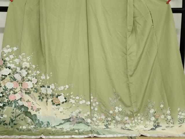 平和屋着物●訪問着 友禅 花鳥文 暈し染め 仮絵羽 正絹 逸品 未使用 DABG2788ud