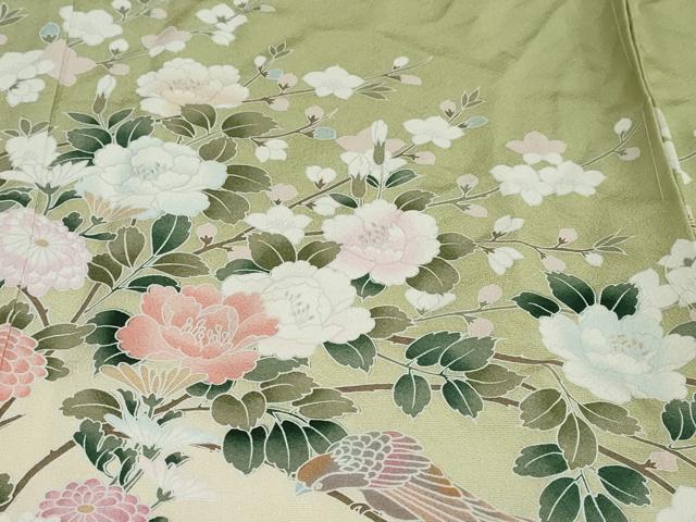 平和屋着物●訪問着 友禅 花鳥文 暈し染め 仮絵羽 正絹 逸品 未使用 DABG2788ud
