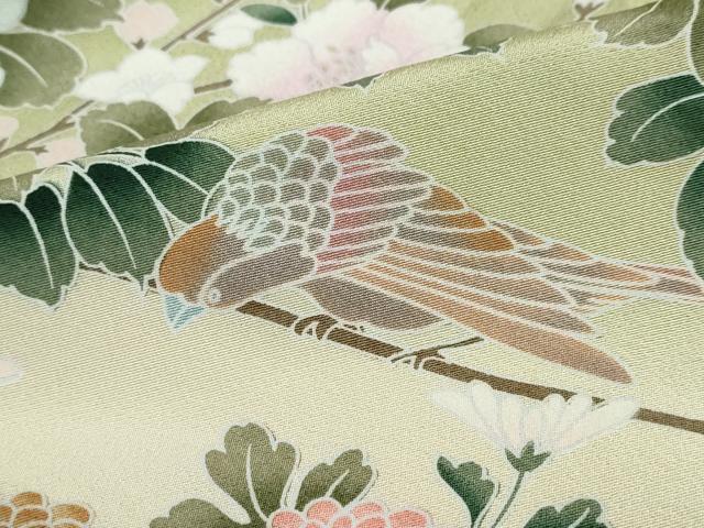 平和屋着物●訪問着 友禅 花鳥文 暈し染め 仮絵羽 正絹 逸品 未使用 DABG2788ud