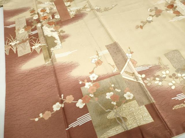 平和屋着物●訪問着 駒刺繍 短冊枝花文 暈し染め 金彩 正絹 逸品 DABG2794ud