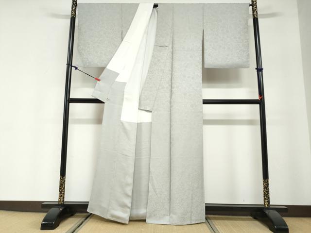 平和屋着物●上質な色無地 辻が花地紋 薄雲鼠色 さが美扱い 正絹 逸品 DABG2803ud