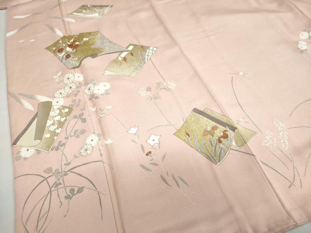 平和屋着物●訪問着 駒刺繍 冊子草花文 金彩 正絹 逸品 DABG2807ud
