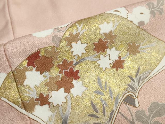 平和屋着物●訪問着 駒刺繍 冊子草花文 金彩 正絹 逸品 DABG2807ud