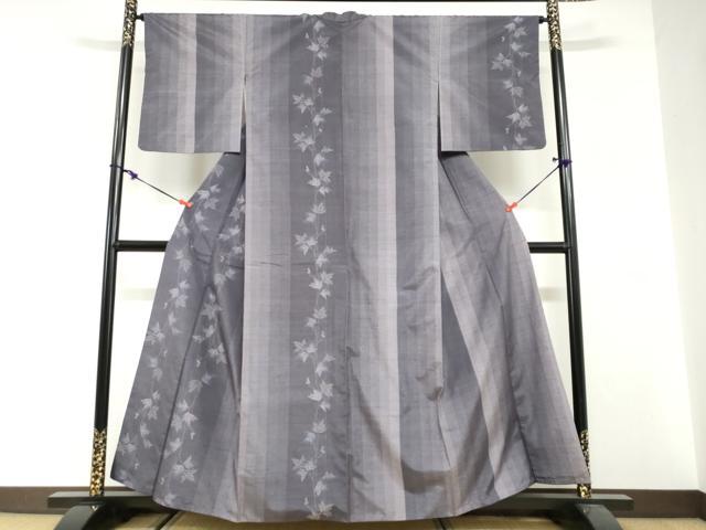 平和屋着物●訪問着 紬地 枝葉間道 正絹 逸品 DABG2819ud
