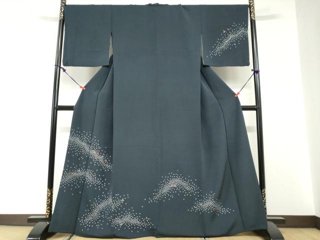 平和屋着物●訪問着 背抜き仕立て 絞り 刺繍 草花文 金糸 正絹 逸品 DABG2822ud