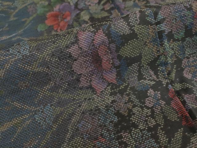 平和屋着物●本場大島紬 9マルキ 流水草花文 正絹 逸品 DABG2823ud