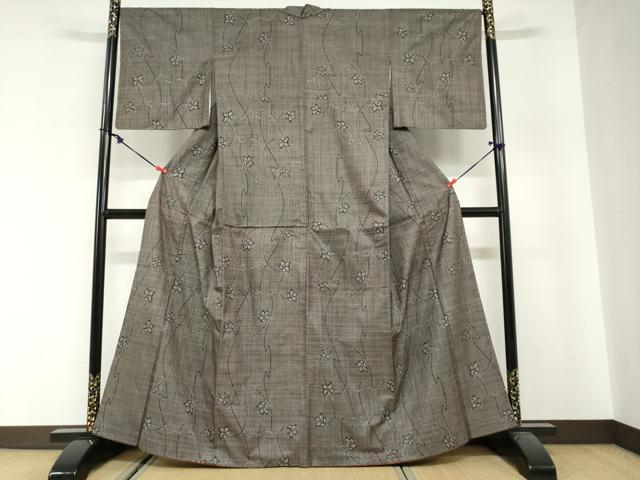 平和屋着物●本場大島紬 7マルキ 枝花文 正絹 逸品 DABG2836ud