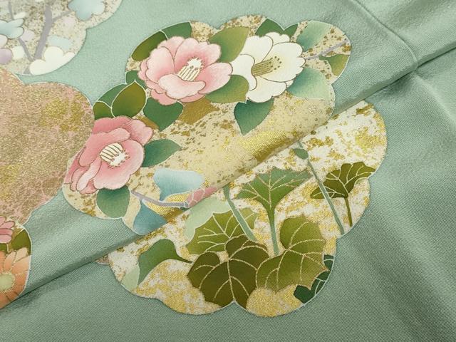 平和屋着物●訪問着 刺繍 雲取り草花文 金彩 正絹 逸品 DABG2838ud