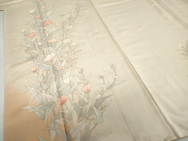 平和屋着物●訪問着 刺繍 草花文 暈し染め 金彩 正絹 逸品 DABG2849ud