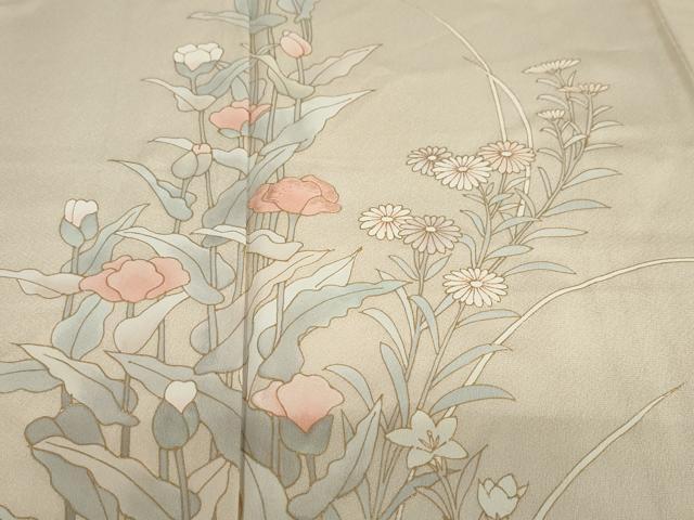 平和屋着物●訪問着 刺繍 草花文 暈し染め 金彩 正絹 逸品 DABG2849ud