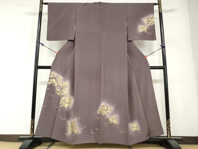 平和屋着物●訪問着 駒刺繍 色紙重ね草花文 暈し染め 金彩 正絹 逸品 DABG2857ud