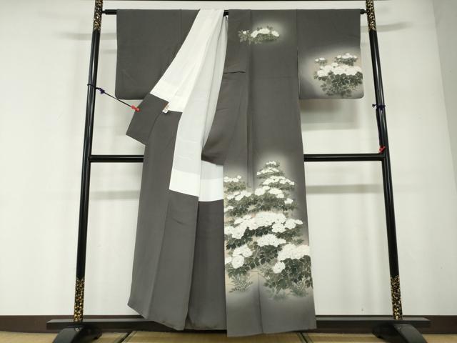 平和屋着物●訪問着 手描き 草花文 暈し染め ますいわ屋扱い 正絹 逸品 DABG2858ud