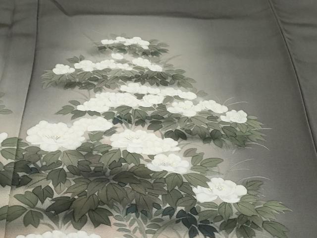 平和屋着物●訪問着 手描き 草花文 暈し染め ますいわ屋扱い 正絹 逸品 DABG2858ud