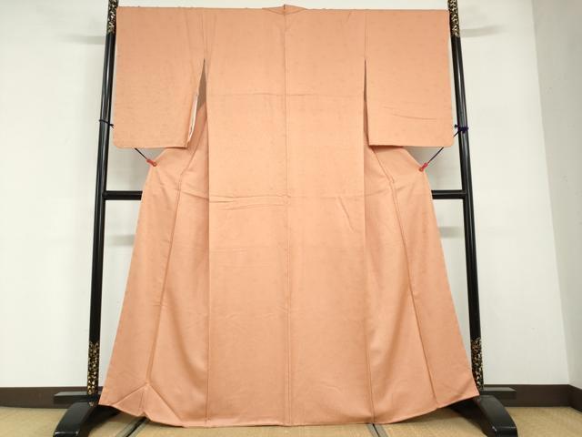 平和屋着物●上質な色無地 花唐草地紋 深支子色 正絹 逸品 DABG2866ud
