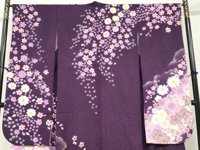 平和屋着物●豪華振袖 刺繍 舞花文 暈し染め 金彩 銀通し地 京都きもの友禅扱い 正絹 逸品 DABG2905ud