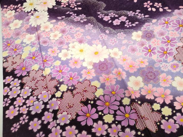 平和屋着物●豪華振袖 刺繍 舞花文 暈し染め 金彩 銀通し地 京都きもの友禅扱い 正絹 逸品 DABG2905ud