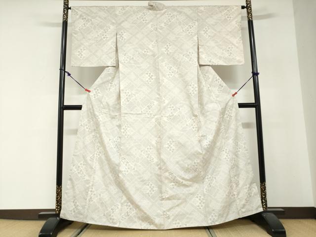 平和屋着物●本場大島紬 白大島 7マルキ 吉祥花文 正絹 逸品 DABG2914ud