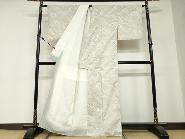 平和屋着物●本場大島紬 白大島 7マルキ 吉祥花文 正絹 逸品 DABG2914ud