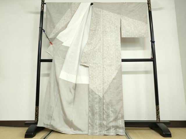 平和屋着物●二代目 川村久太郎 訪問着 ぜんまい紬地 笹竹文 正絹 逸品 DABG2920ud