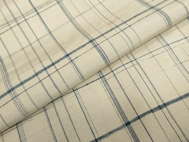 平和屋着物●上質な紬 変わり格子文 正絹 逸品 DABG2924ud