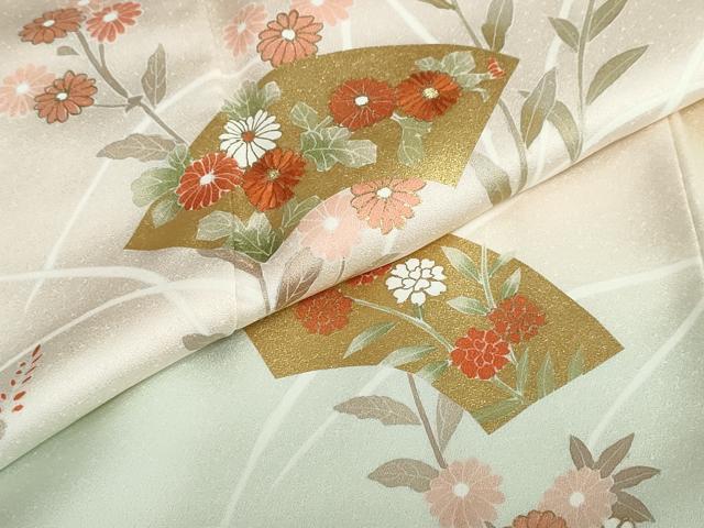 平和屋着物●訪問着 刺繍 地紙草花文 暈し染め 正絹 逸品 DABG2936ud
