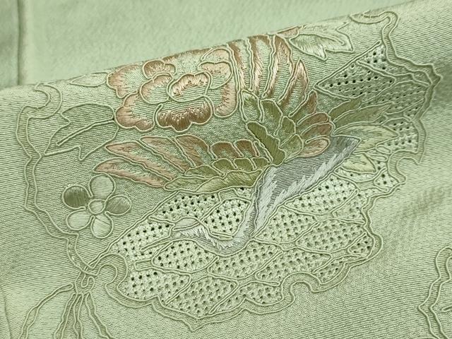 平和屋着物●中国三大刺繍 スワトウ刺繍 総刺繍 訪問着 雪輪几帳花鳥文 暈し染め 正絹 逸品 DABG2940ud